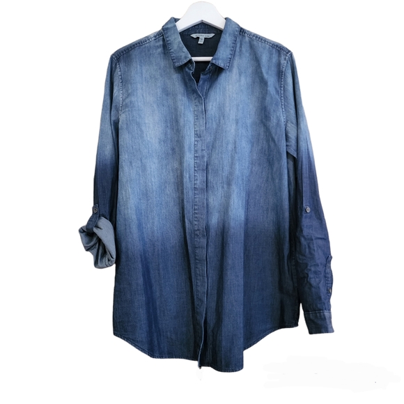 Calvin Klein Jeans Womens Denim Long Sleeve Button Up Top/Shirt-Medium - Picture 1 of 4